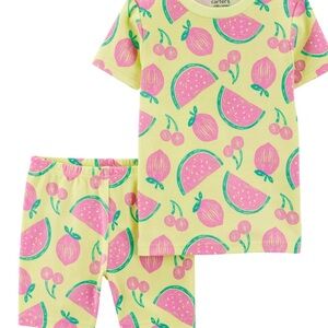 Carter's Pink and Green Fruit Print Kids Pajama Set